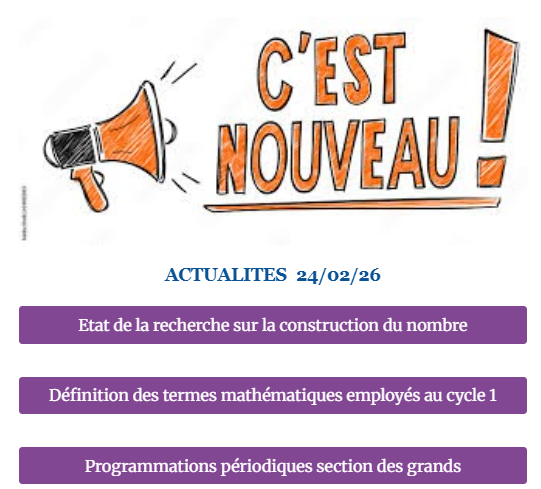 CAP SUR LA MATERNELLE : Du nouveau à découvrir !