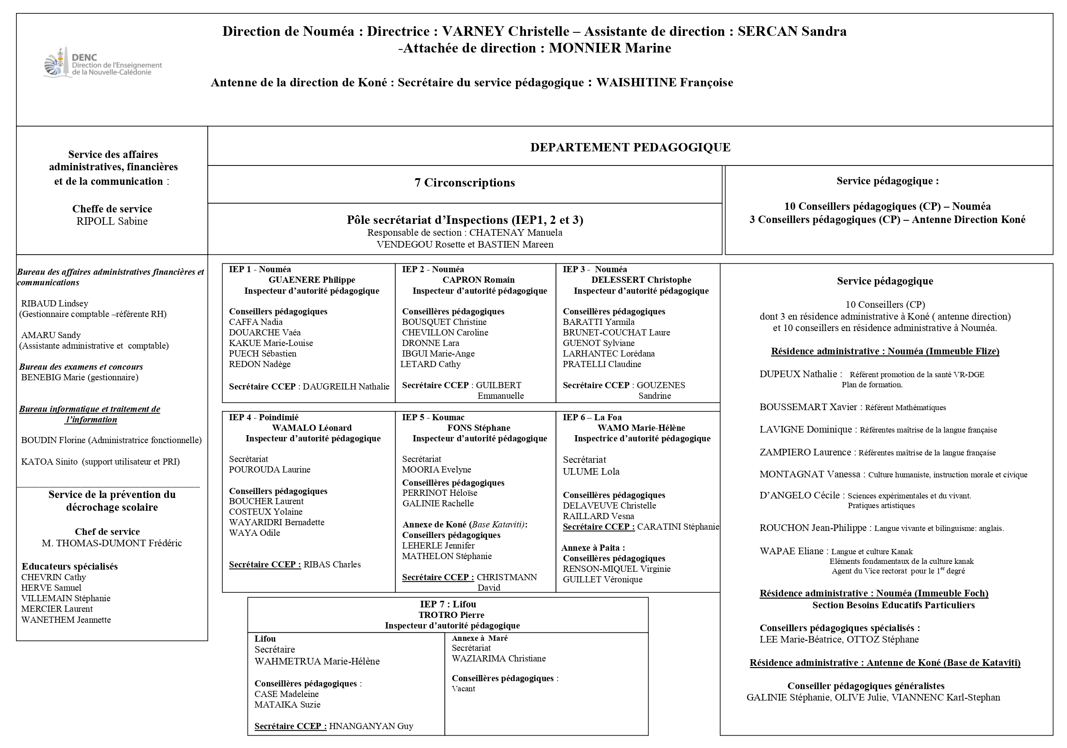 Organigramme DENC - aout 2025